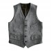 Men's Retro Herringbone V-Neck Single-Breasted Multi-pocket Vest 63551775M
