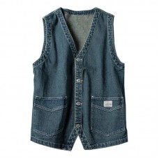 Men's Vintage Washed Workwear Denim Vest 16361691M