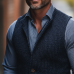 Men's Winter Retro Cotton Yarn Knit Stand Collar Button Vest MTA2870K0P
