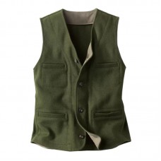 Men's Vintage Wool Blend V-Neck Single-Breasted Multi-pocket Vest 08460271M