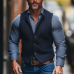 Men's Winter Retro Cotton Yarn Knit Stand Collar Button Vest MTA2870K0P